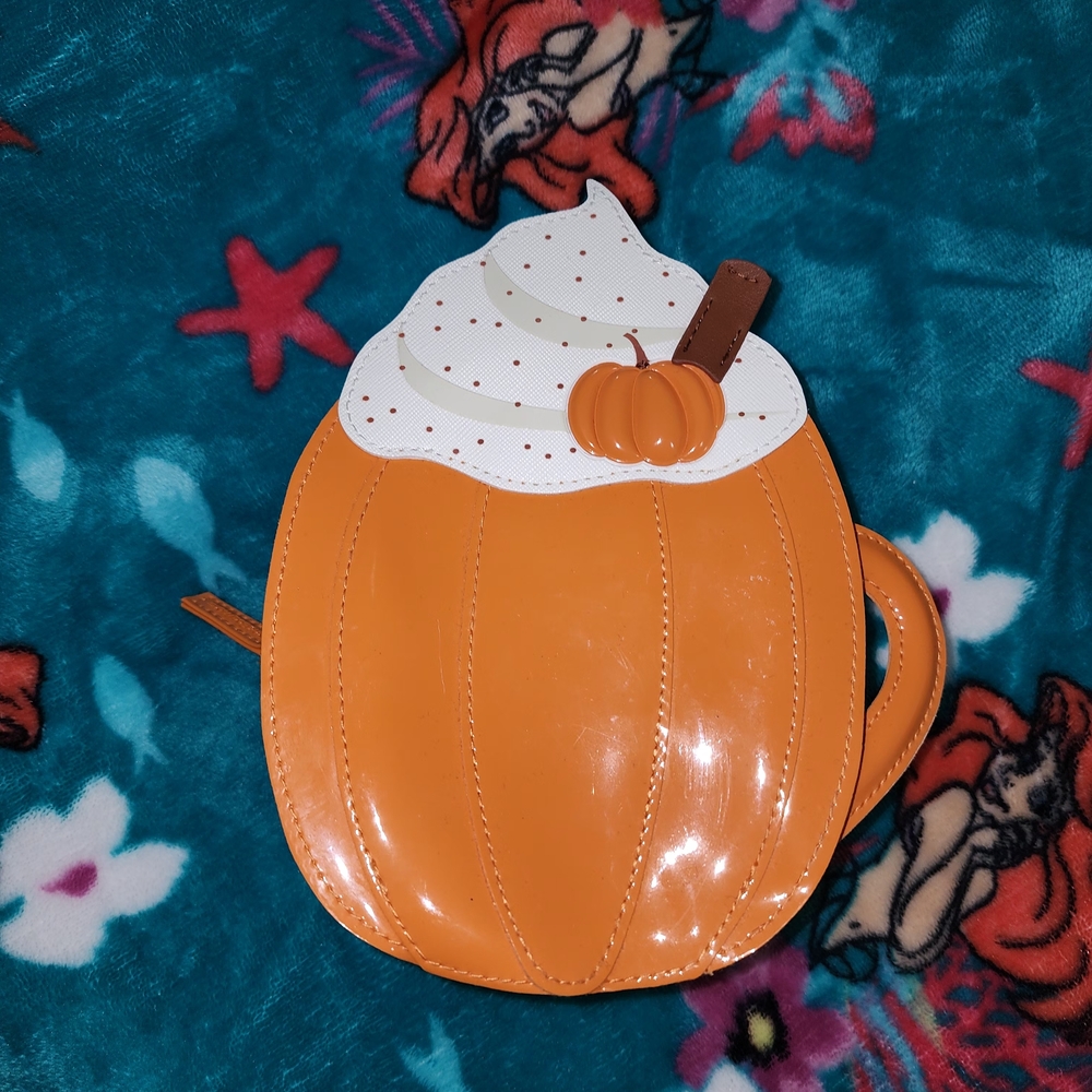 Pumpkin-Shaped Orange Bag with Whipped Cream Accent